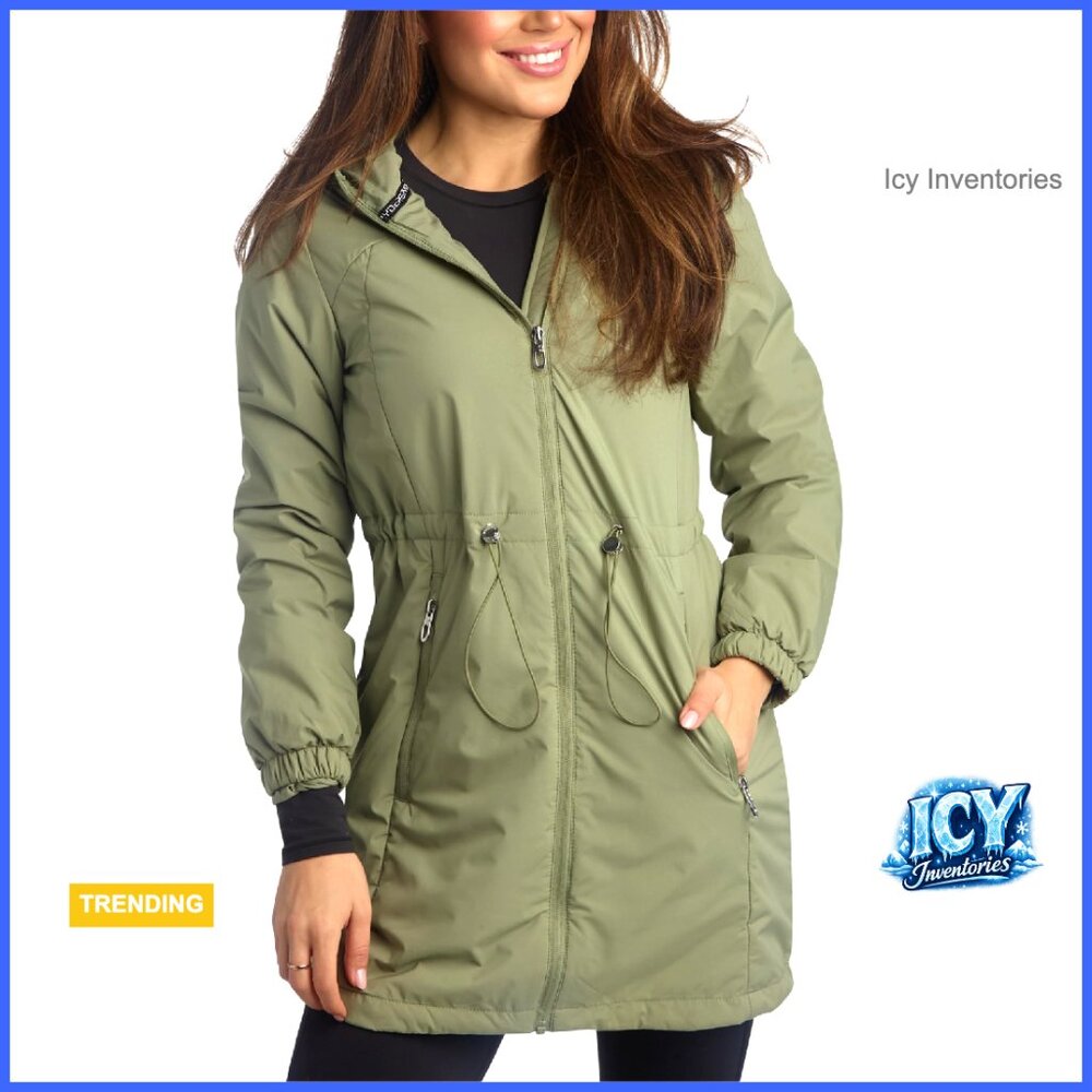 Lightweight Insulated Windbreaker Jacket, Water Resistant, Cinched Waist